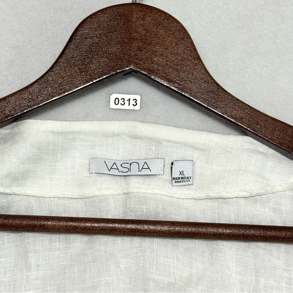 VASNA Made In Italy 100% Linen Oversized Tunic Lagenlook Pocket Dress White XL - Picture 4 of 9
